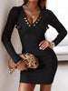 Full Size V-Neck Ribbed Bodycon Mini Sweater Dress Plus Size by Wild and Free Boutique