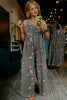 Beau Blue Floral Print Pleated High Waist Wide Leg Denim Jumpsuit by Wild and Free Boutique