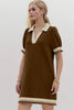 Trendy Contrast Short Sleeve Mini Dress Soft & Comfortable Casual Dress for Women by Stevvex