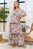 Layered Floral Off-Shoulder Short Sleeve Maxi Dress – Elegant Off-Shoulder Maxi Dress with Layered Floral Pattern for a Romantic Look by Stevvex