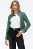 Women Classic Snobbish Faux Leather Zip-Up Drawstring Hooded Jacket Edgy & Casual PU Leather Jacket For Streetwear by Stevvex