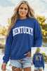 Dark Blue Raised Rib KENTUCKY/ Leopard KY Printed Sweatshirt by Wild and Free Boutique