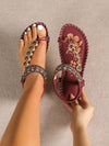 Toe Loop PU Leather Flats Sandals