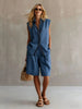 Women's Linen Shirt and Shorts Set – Sleeveless Summer Two-Piece by FitiqueFit