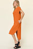 Double Take Full Size Round Neck Short Sleeve Slit Dress Stylish & Comfortable Casual Dress by Stevvex