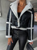 Fur Integrated Short Large Lapel Jacket High-end Leather Ring Design