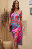 Charming Printed Off-Shoulder Midi Dress with Slit Classy & Feminine Look by Stevvex