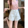 Plus-size Lace-trimmed High-waisted Denim Shorts by My Store
