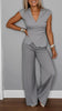 Women's Pleated Vest & Pants Set – Metal Buckle Detail by FitiqueFit