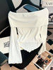 Off-Shoulder Bowknot Ribbed Knit T-Shirt by Simply Love