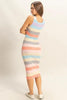 Contrast Striped Scoop Neck Wide Strap Knit Midi Dress For Women –Chic and Comfortable Knit Dress with Timeless Stripes by Stevvex