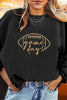 Black Football Graphic Game Day Embroidered Corded Sweatshirt by Wild and Free Boutique