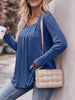 Pleated Square Neck Long Sleeve T-Shirt by Simply Love