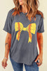 Black Baseball Bowknot Graphic Casual Tee by Wild and Free Boutique