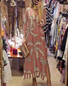 V-neck Floral Print Slit Three-quarter Sleeve Casual Sexy Dress
