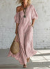 Women's Striped Off-Shoulder Elegant Midi Dress by FitiqueFit