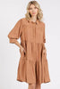 Button Detail Collared Neck Tiered Shirt Dress – Sophisticated and Versatile Dress with Classic Button Details and Flattering Tiered Silhouette