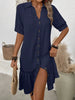 Women's Puff Sleeve Ruffled Hem Mini Dress – Solid Color by FitiqueFit
