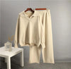 Solid Color Lapel Sweater Set for Women by FitiqueFit