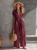 Retro Resort V-Neck Jumpsuit – Drop Shoulder, Loose Fit by FitiqueFit