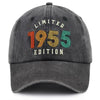 1955 Limited Edition Embroidered Vintage Baseball Cap – Retro Washed Distressed Hat by FitiqueFit