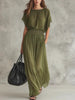 Women's Chiffon High-Waist Ruched Maxi Dress by FitiqueFit