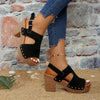 Women's Peep-Toe Chunky Heel Buckle Sandals by FitiqueFit
