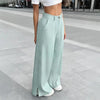 Women's Silky Satin Wide-Leg Trousers – High-Waist Pocket Pants by FitiqueFit