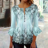 Women’s V-Neck 3/4 Sleeve Button-Front Tunic Blouse by FitiqueFit