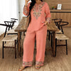 Women’s Ethnic Two Piece Set with Long Sleeve Shirt and Cropped Pants by FitiqueFit