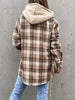Vintage Retro Style Women Camel Plaid Button Up Jacket with Removable Hood Classic & Cozy Everyday Wear by Stevvex