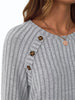 Ribbed Knit Decor Button Long Sleeve T-Shirt by Simply Love