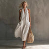 Women's Retro V-Neck Slip Dress – Loose Fit Sleeveless by FitiqueFit