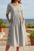Button-Down Swing Maxi Dress – Short Sleeve Pocket Pullover Long Dress by FitiqueFit