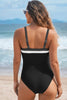 Black Color Block Detail Adjustable Straps One Piece Swimsuit by Wild and Free Boutique