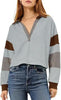 Color‑Block Cropped Polo V‑Neck Sweatshirt by FitiqueFit