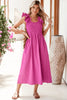 Rose Red Crinkled Ruffle Strap Smocked Midi Dress by Wild and Free Boutique