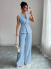 Women's Sleeveless Blazer & Straight-Leg Pants Two-Piece Set by FitiqueFit