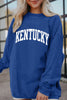 Dark Blue Raised Rib KENTUCKY/ Leopard KY Printed Sweatshirt by Wild and Free Boutique