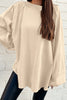 Beige Solid Color Raw Seam Patchwork Baggy Sweatshirt by Wild and Free Boutique