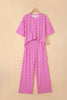 Rose Checkered Print Half Sleeve Tee 2pcs Lounge Pant Set by Wild and Free Boutique