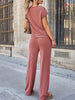 Ribbed Exposed Seam Top and Pants Set