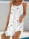 Plus Size Floral Print Halter Dress, Spring Summer Casual Pleated Sleeveless Round Neck Dress