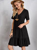 Classic Full Size V-Neck Short Sleeve Dress Casual & Comfortable Dress for Women by Stevvex