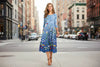 Women’s Floral Patchwork Three-Quarter Sleeve Dress by FitiqueFit