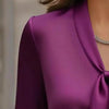 Elegant Satin Ribbon Blouse — Long Sleeve Button-Down Work Shirt by FitiqueFit