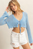 HYFVE Tied Front Crochet Cropped Cardigan