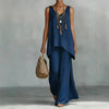 Women's Bohemian Wide-Leg Pants & V-Neck Vest Set – 3D Print by FitiqueFit