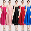 Women's Solid Color Pleated Waist Tight Slim Fit Solid Color Square Collar Dress