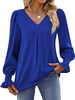 V-Neck Long Sleeve Ruffle Cuff Blouse by Wild and Free Boutique